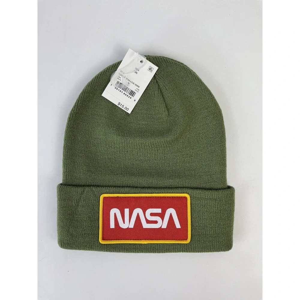 MAD ENGINE NASA Space‎ Shuttle American Flag Beanie Hat Olive Green One Size